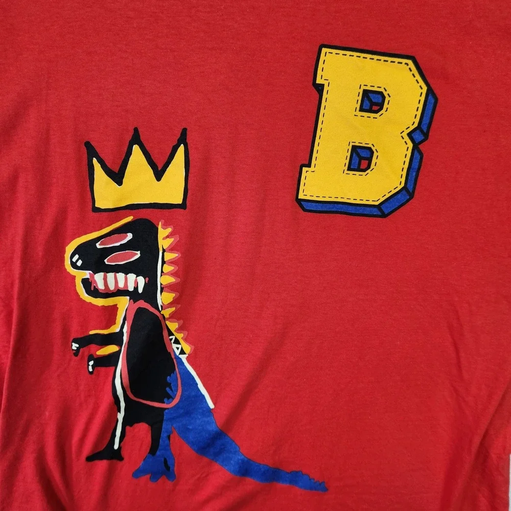 Jean-Michel Basquiat Ripple Junction Red Graphic TShirt Mens XL Dinosaur B Crown